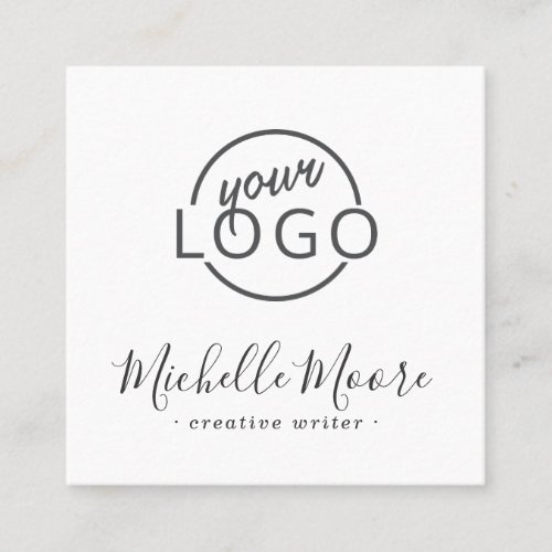 Custom logo modern feminine minimalist white square business card