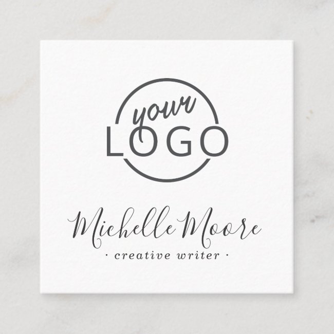 Custom logo modern feminine minimalist white square business card