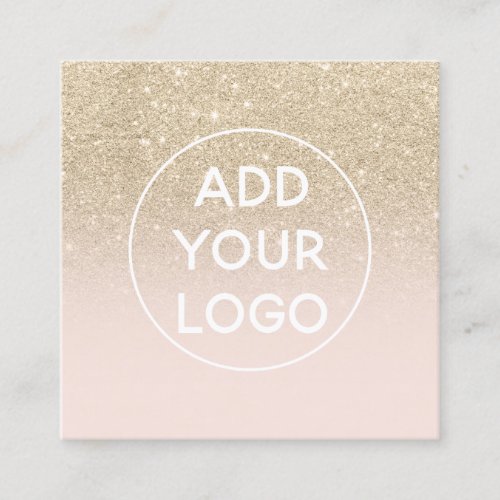 Custom logo modern light gold glitter blush ombre square business card