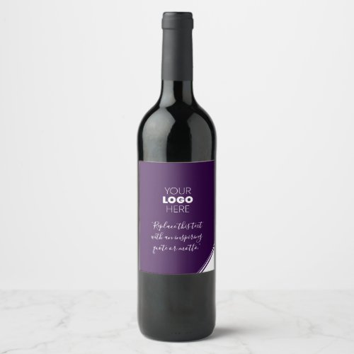 Custom Logo Modern Lines White Purple Wine Label