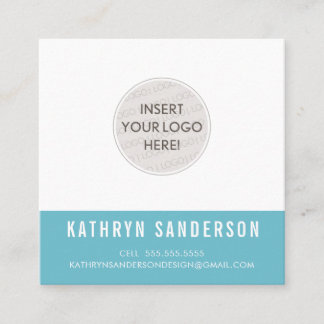 CUSTOM LOGO modern minimal chic fresh turquiose Square Business Card