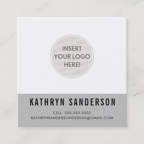 CUSTOM LOGO modern minimal chic gray grey black Square Business Card