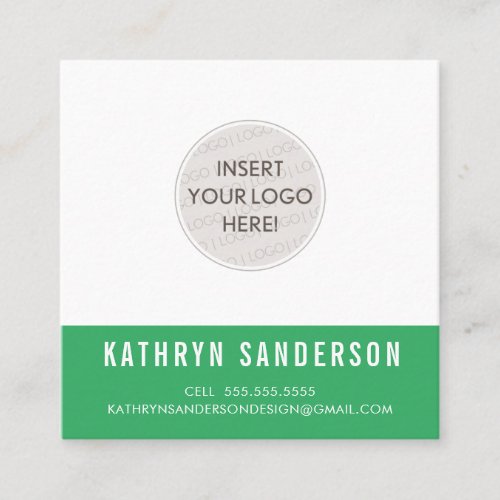 CUSTOM LOGO modern minimal chic kelly green black Square Business Card