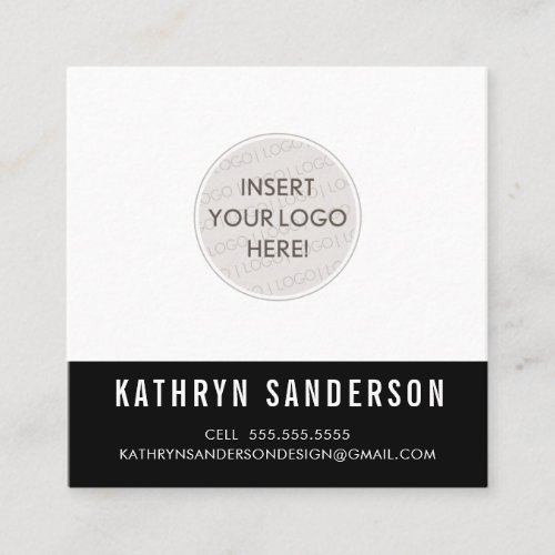 CUSTOM LOGO modern minimal chic simple black white Square Business Card