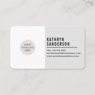 CUSTOM LOGO modern minimal neutral pale gray white Business Card