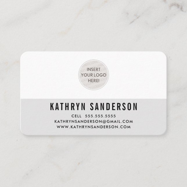 CUSTOM LOGO modern minimal plain neutral pale gray Business Card (Front)