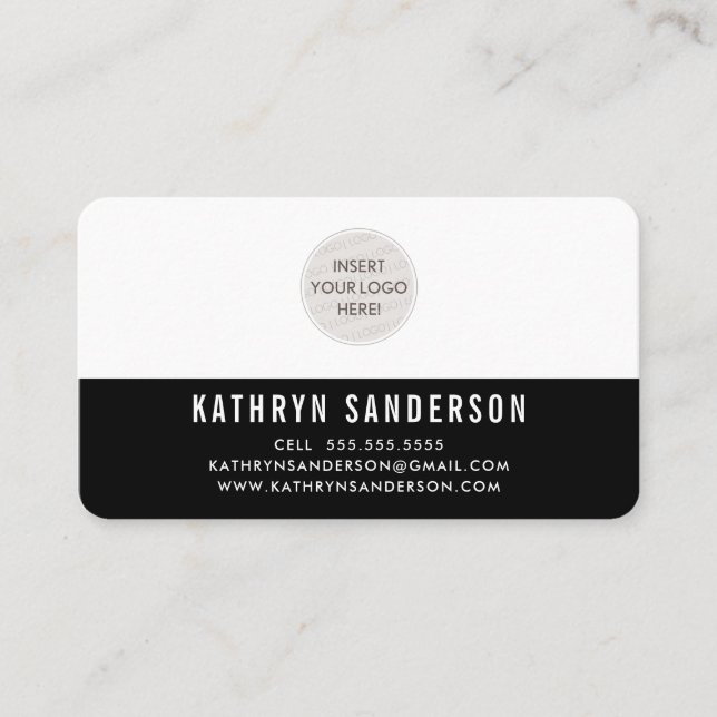 CUSTOM LOGO modern minimal plain simple black Business Card (Front)