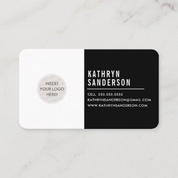 CUSTOM LOGO modern minimal simple black white Business Card