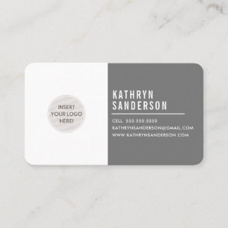CUSTOM LOGO modern minimal simple gray white Business Card