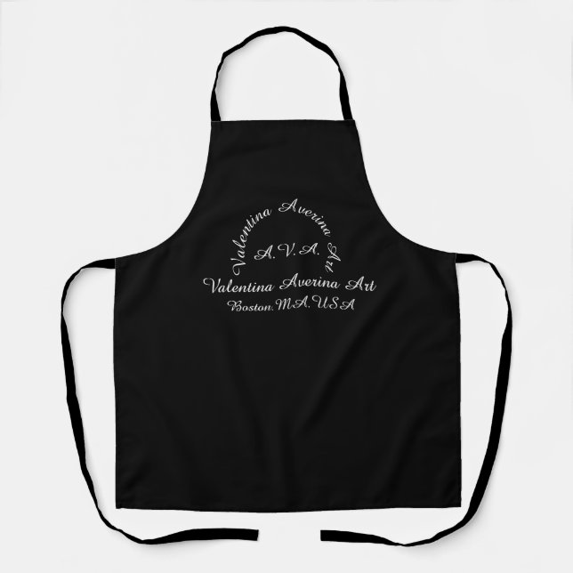 Custom Logo Modern Minimalist Black Apron (Front)