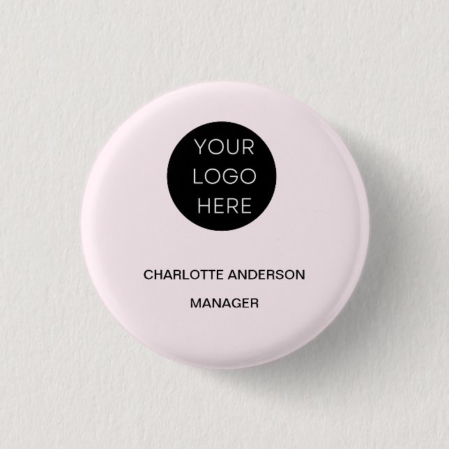 Custom Logo Modern Minimalist Blush Pink Button (Front)