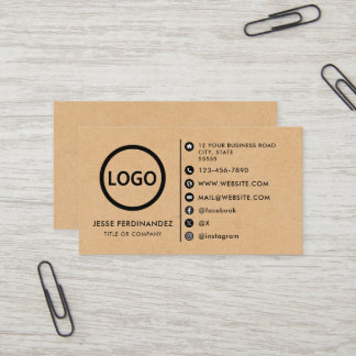 Custom logo modern minimalist Kraft Paper Business Card