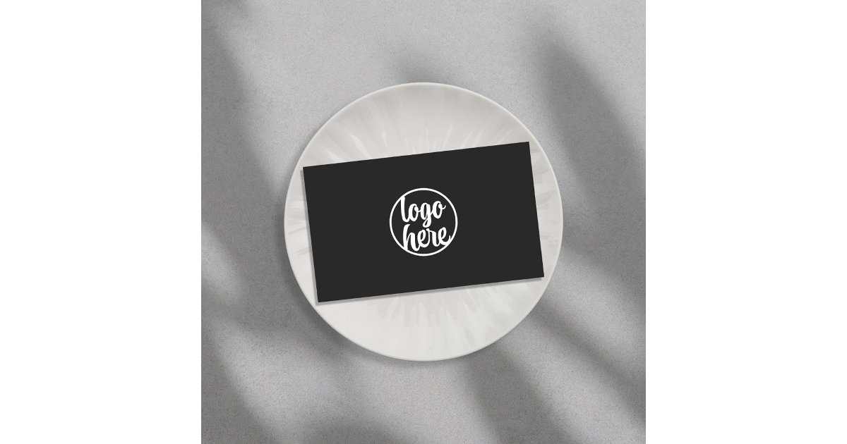 Custom Logo Modern Minimalist Matte Black Business Card Zazzle