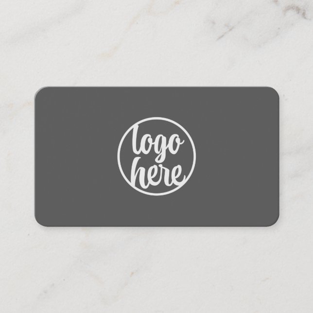 Custom Logo Modern Minimalist Matte Gray Business Card (Front)