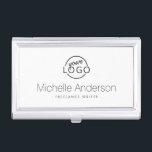 Custom logo modern minimalist personalized business card case<br><div class="desc">Add your own logo business card holder with name and title/company name. Create a business card holder with your logo or image design with this easy to use template. Change the font,  font color,  background color etc and adjust image size and placement with the customization tool.</div>