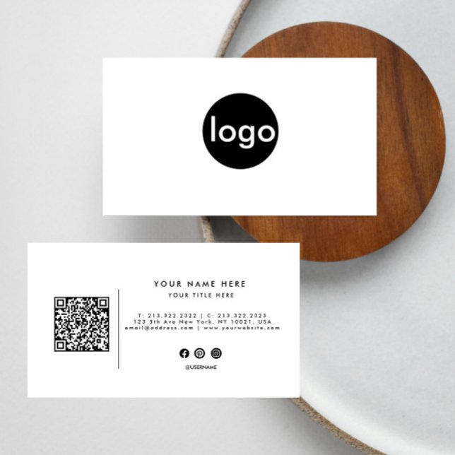 Custom logo Modern Minimalist Professional QR Code Business Card (Creator Uploaded)