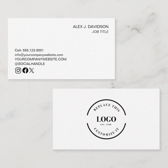 Custom logo modern minimalist professional white business card (Front/Back)