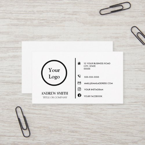Custom logo modern minimalist social media icons b business card