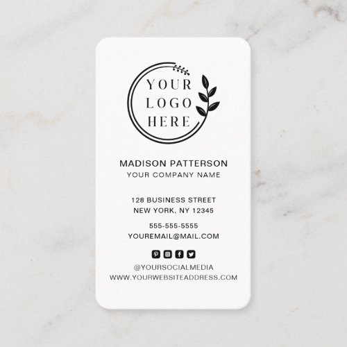 Custom Logo Modern Minimalist Social Media Icons Business Card