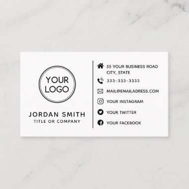 Custom Logo Modern Minimalist Social Media icons Business Card
