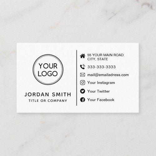 Custom Logo Modern Minimalist Social Media icons Business Card