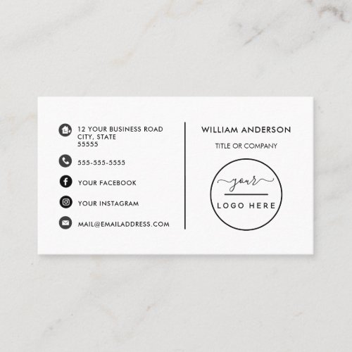 Custom logo modern minimalist social media icons business card