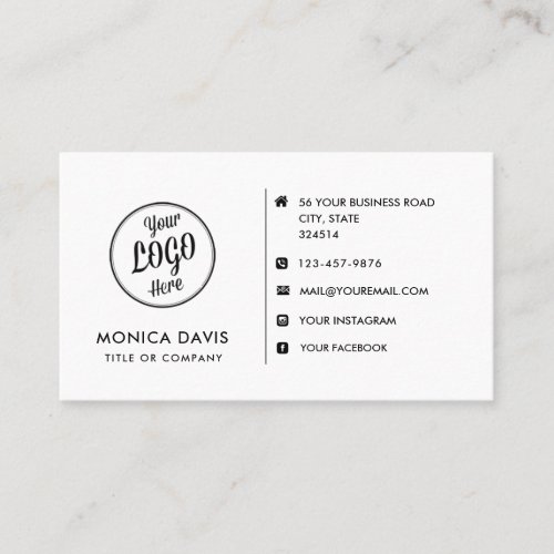 Custom logo modern minimalist social media icons  business card