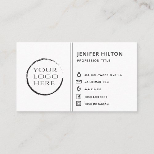 Custom logo modern minimalist social media icons  business card