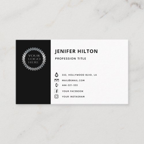 Custom logo modern minimalist social media icons   business card