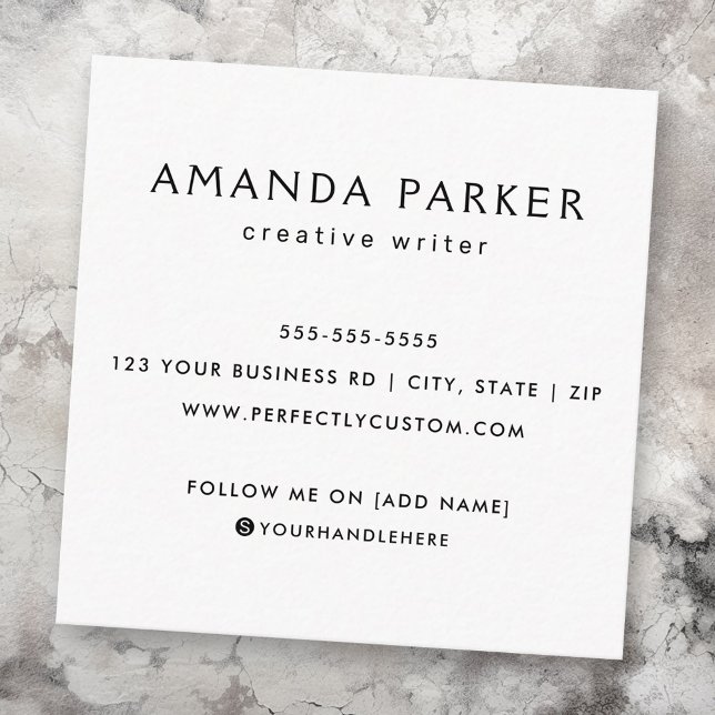 Custom logo modern minimalist social media icons square business card (Custom logo modern minimalist social media icons square business card)