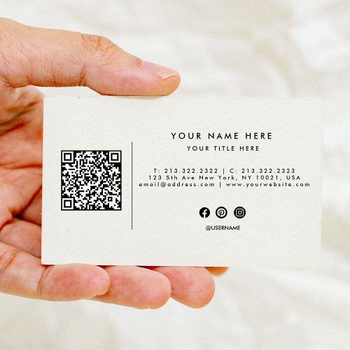 Custom logo modern minimalist social media QR Code Business Card