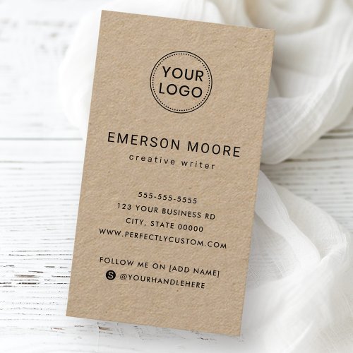 Custom logo modern minimalist vertical Kraft paper Business Card