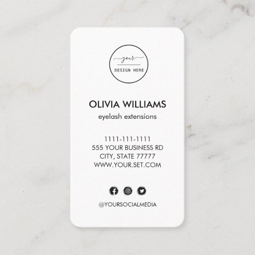 Custom logo modern minimalist white vertical busin business card