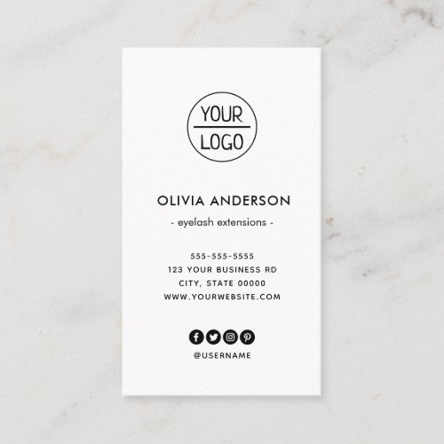 Custom logo modern minimalist white vertical busin business card