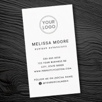 Custom logo modern minimalist white vertical business card