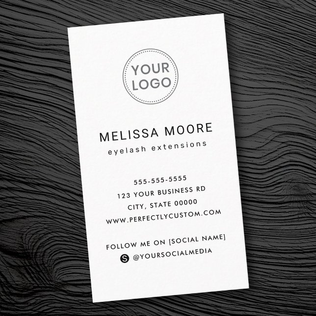Custom logo modern minimalist white vertical business card (Custom logo modern minimalist white vertical business card)