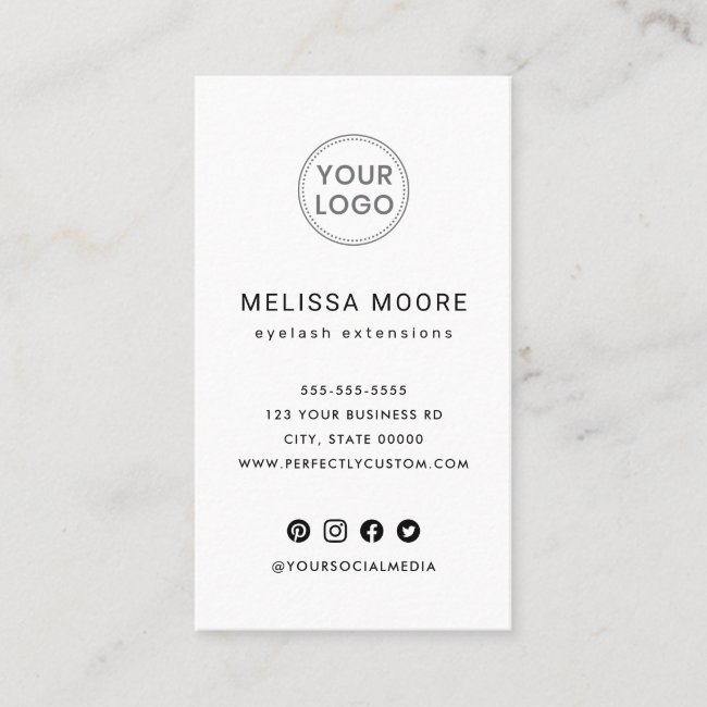 Custom logo modern minimalist white vertical business card