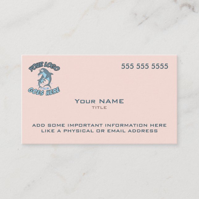 Custom Logo Modern Pink Business Card (Front)