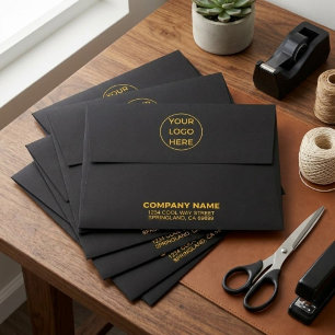 Custom Logo   Modern Professional Black Business Envelope