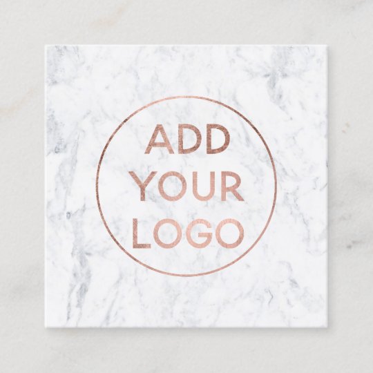 custom logo modern rose gold chic white marble square