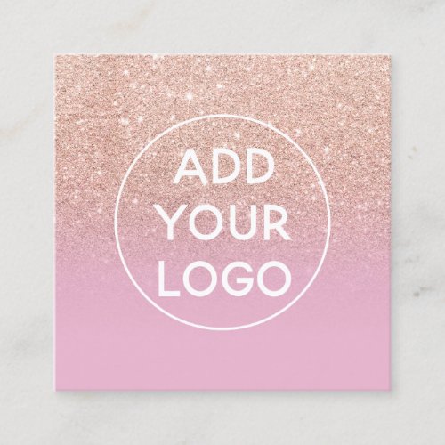 Custom logo modern rose gold glitter lilac ombre square business card