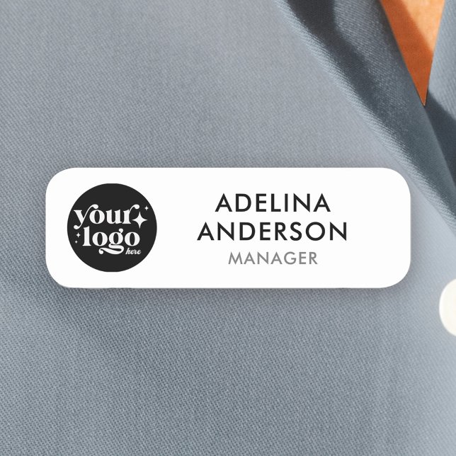 Custom Logo Modern Simple Clean Employee Name Tag (Creator Uploaded)
