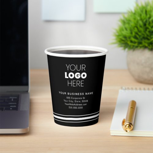 Custom Logo Modern White Black Paper Cups