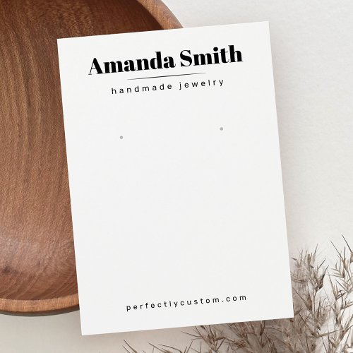 Custom logo modern white earring display card