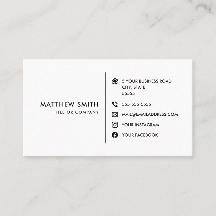 Custom Logo Modern White Social Media Icons Business Card Zazzle Com