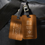 Custom Logo Monogram Copper Brown Brushed Metal Luggage Tag<br><div class="desc">Custom Logo Monogrammed Copper Brown Brushed Metal Luggage Tag. Personalize it with your details and your company logo.</div>