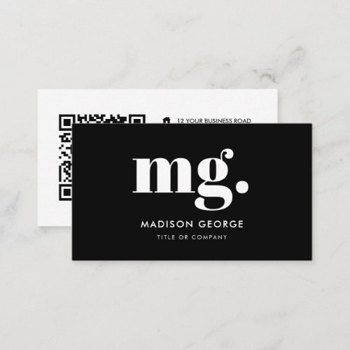 Custom logo monogram modern minimalist QR code Business Card