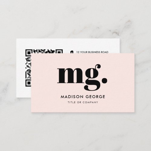 Custom logo monogram modern minimalist QR code Business Card