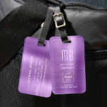 Custom Logo Monogram Purple Brushed Metal Luggage Tag<br><div class="desc">Custom Logo Monogram Purple Brushed Metal Luggage Tag. Personalize it with your details and your company logo.</div>