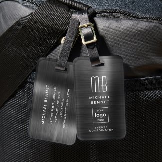 Custom Logo Monogrammed Black Brushed Metal